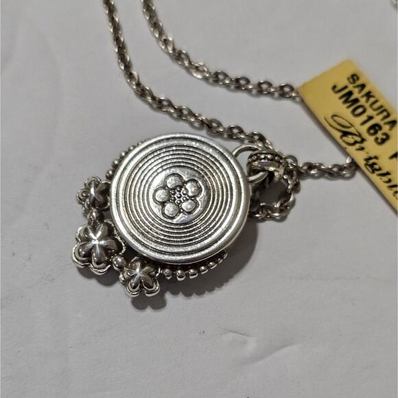Brighton Sakura JM0163 PL Silver Tone Necklace Pink Stone Floral Pendant - Picture 6 of 7